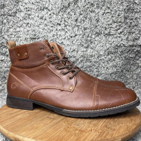 Steve Madden Cadet Boots Men's 12 Brown Faux Leather - Picture 1 of 9